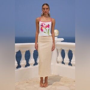 Sequin Cream Maxi Skirt